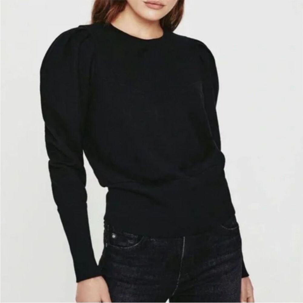 AG Adriano Goldschmied Walker Puff Sleeve Sweatshirt Black Small